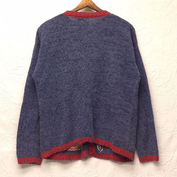 Carly St Claire Blue Red Patchwork Beaded Ugly Christmas Cardigan Vintage Small - Picture 3 of 7